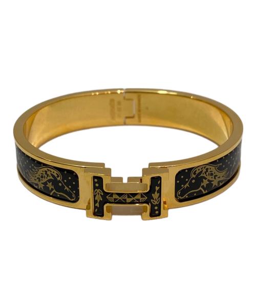 HERMES（エルメス）HERMES (エルメス) エナメルブレスレット クリックH/シュヴァル・ドゥ・クール・バンダナ オルフェーヴル・ジョーヌ・ドール / 黒の古着・服飾アイテム