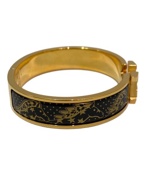 HERMES（エルメス）HERMES (エルメス) エナメルブレスレット クリックH/シュヴァル・ドゥ・クール・バンダナ オルフェーヴル・ジョーヌ・ドール / 黒の古着・服飾アイテム