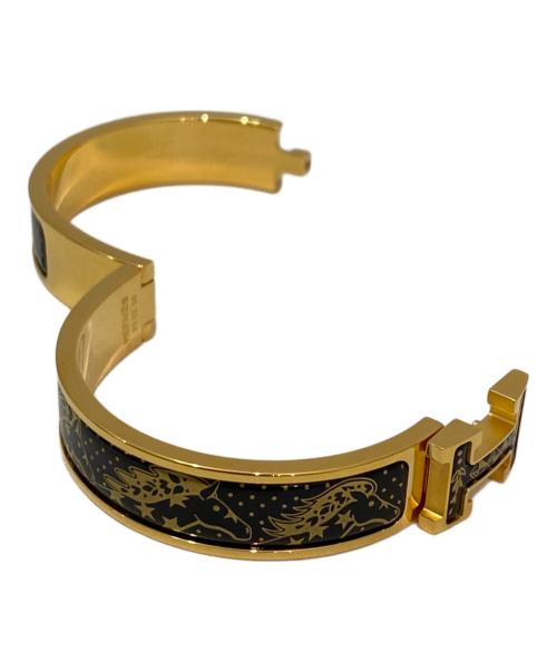 HERMES（エルメス）HERMES (エルメス) エナメルブレスレット クリックH/シュヴァル・ドゥ・クール・バンダナ オルフェーヴル・ジョーヌ・ドール / 黒の古着・服飾アイテム