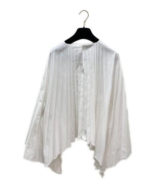 VALENTINO（ヴァレンティノ）VALENTINO (ヴァレンティノ) ベルスリーブプリーツブラウス ホワイト サイズ:38の古着・服飾アイテム