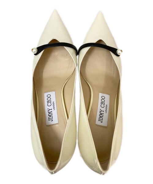 JIMMY CHOO（ジミーチュウ）JIMMY CHOO (ジミーチュウ) ポインテッドトゥパンプス ホワイト サイズ:36 1/2の古着・服飾アイテム