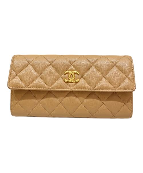 CHANEL（シャネル）CHANEL (シャネル) マトラッセロングフラップウォレット ベージュの古着・服飾アイテム