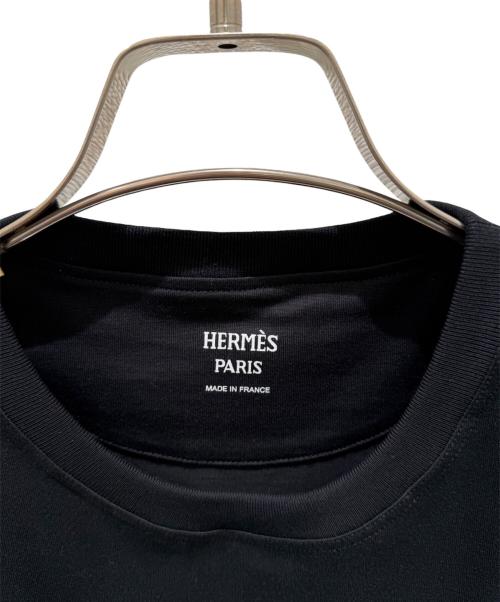 HERMES（エルメス）HERMES (エルメス) 刺繍入りポケット Tシャツ ブラック サイズ:38の古着・服飾アイテム