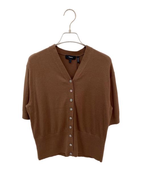 theory（セオリー）theory (セオリー) コットンショートスリーブカーディガン ブラウン サイズ:Sの古着・服飾アイテム