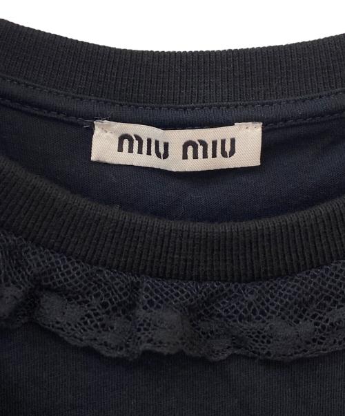 MIU MIU（ミュウミュウ）MIU MIU (ミュウミュウ) フリルノースリーブカットソー ブラック サイズ:Mの古着・服飾アイテム
