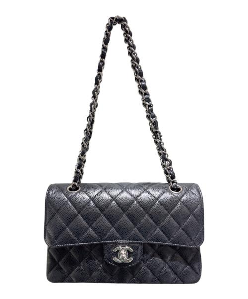 CHANEL（シャネル）CHANEL (シャネル) Matelassé 23/マトラッセ23/Double Flap Chain Shoulder Bag/Wフラップチェーンショルダーバッグ ブラック×S金具 サイズ:23の古着・服飾アイテム