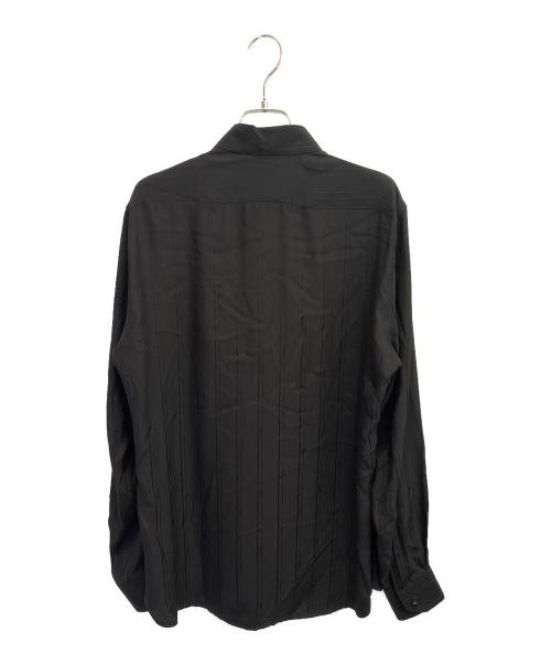 Saint Laurent Paris（サンローランパリ）Saint Laurent Paris (サンローランパリ) Saint Laurent Cassandre Striped Shirt/イヴ・サンローランカサンドラストライプシャツ ブラック サイズ:38の古着・服飾アイテム
