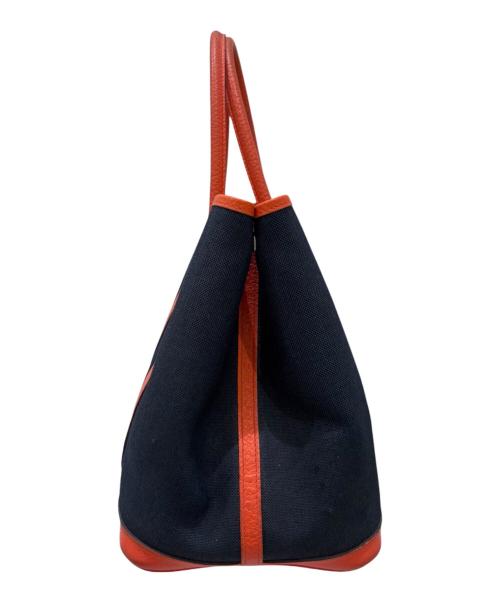 HERMES（エルメス）HERMES (エルメス) Garden Party PM/ガーデンパーティPM/カントリー×トワルミリタリー/ブルーマリン×オレンジポピー/シルバー金具/X刻印：2016年 オレンジ×ネイビー サイズ:PMの古着・服飾アイテム