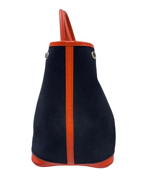 HERMES（エルメス）HERMES (エルメス) Garden Party PM/ガーデンパーティPM/カントリー×トワルミリタリー/ブルーマリン×オレンジポピー/シルバー金具/X刻印：2016年 オレンジ×ネイビー サイズ:PMの古着・服飾アイテム
