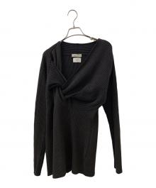 BOTTEGA VENETA（ボッテガベネタ）の古着「Vネック ツイストニットセーター」｜ブラウン