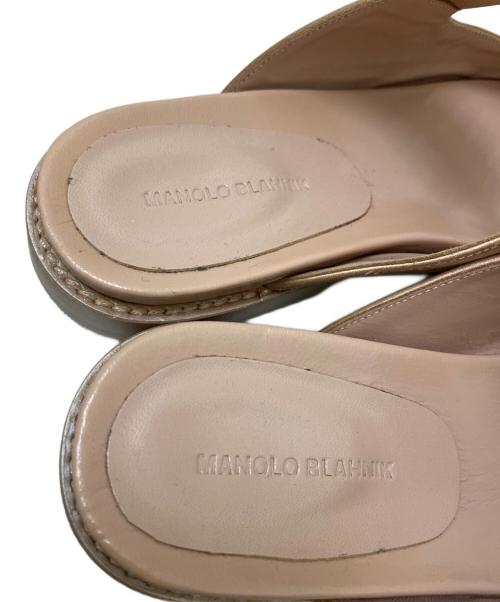 Manolo Blahnik（マノロ ブラニク）Manolo Blahnik (マノロ ブラニク) ストラスハンギサテンサンダル ピンク サイズ:35の古着・服飾アイテム