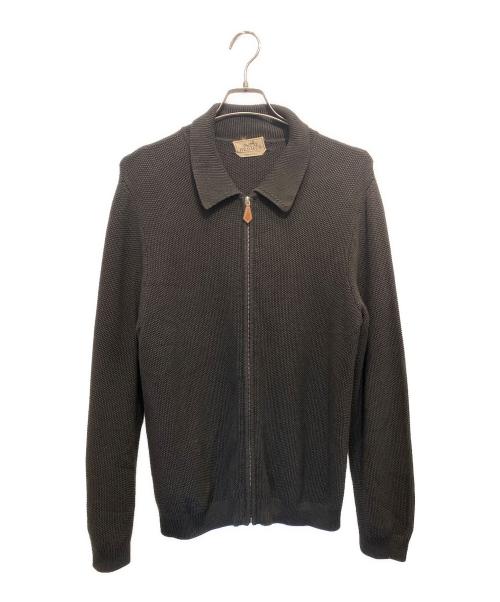 HERMES（エルメス）HERMES (エルメス) ニットジップアップジャケット ブラウン サイズ:Mの古着・服飾アイテム