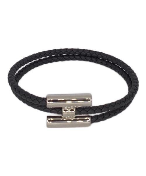 HERMES（エルメス）HERMES (エルメス) レザーブレスレット 《トゥルニ》 トレッセ ブラック サイズ:-の古着・服飾アイテム