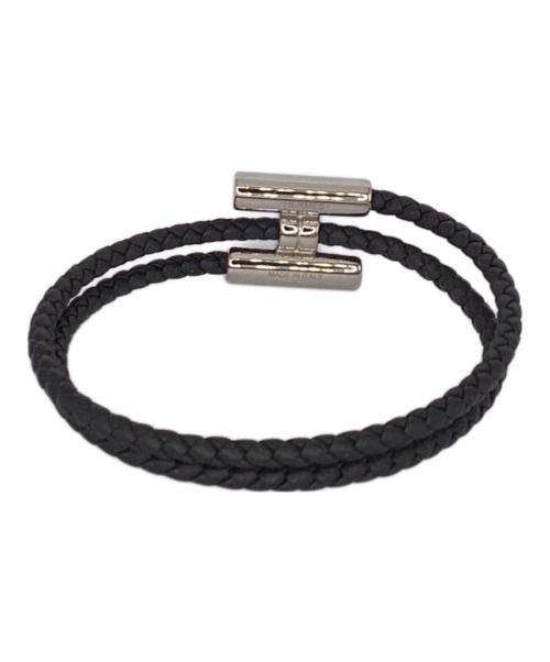 HERMES（エルメス）HERMES (エルメス) レザーブレスレット 《トゥルニ》 トレッセ ブラック サイズ:-の古着・服飾アイテム