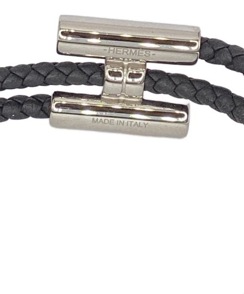 HERMES（エルメス）HERMES (エルメス) レザーブレスレット 《トゥルニ》 トレッセ ブラック サイズ:-の古着・服飾アイテム