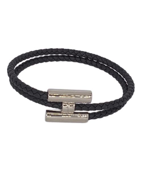 HERMES（エルメス）HERMES (エルメス) レザーブレスレット 《トゥルニ》 トレッセ ブラック サイズ:-の古着・服飾アイテム