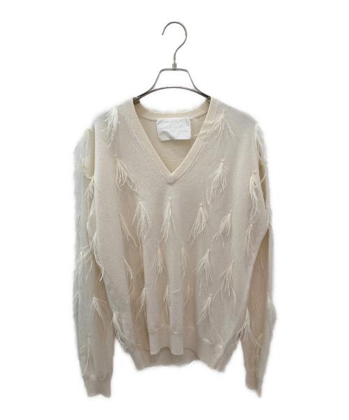 MYLAN（マイラン）MYLAN (マイラン) Cashmere Knit with Feathers アイボリー サイズ:Freeの古着・服飾アイテム