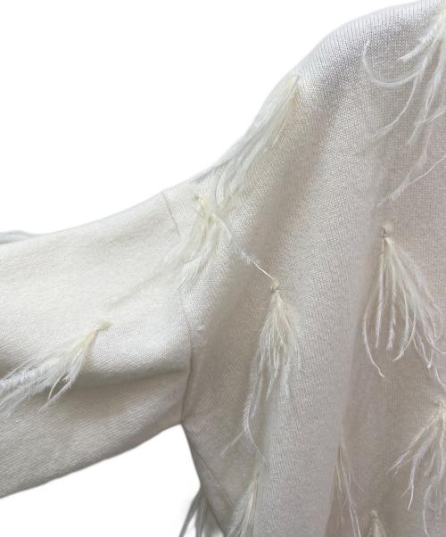 MYLAN（マイラン）MYLAN (マイラン) Cashmere Knit with Feathers アイボリー サイズ:Freeの古着・服飾アイテム