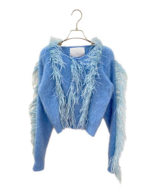 MYLAN（マイラン）MYLAN (マイラン) Wool Mohair Knit Feather Cardigan スカイブルー サイズ:Fの古着・服飾アイテム