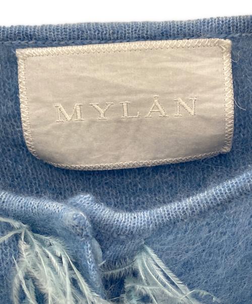 MYLAN（マイラン）MYLAN (マイラン) Wool Mohair Knit Feather Cardigan スカイブルー サイズ:Fの古着・服飾アイテム