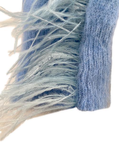 MYLAN（マイラン）MYLAN (マイラン) Wool Mohair Knit Feather Cardigan スカイブルー サイズ:Fの古着・服飾アイテム