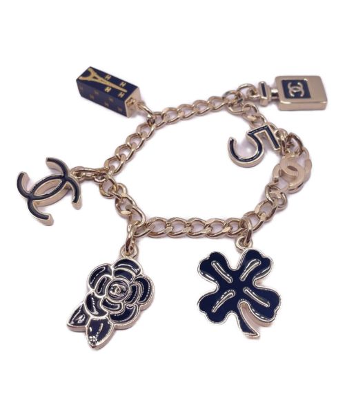 CHANEL（シャネル）CHANEL (シャネル) チャーム付ブレスレット/シルバーチェーンブレスレット ゴールド×ブラック サイズ:-の古着・服飾アイテム