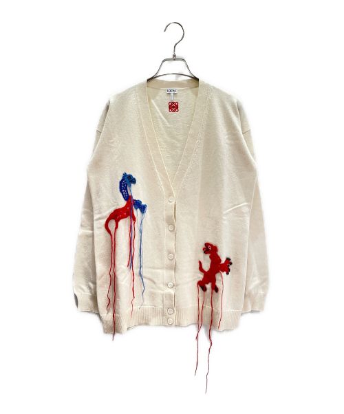 LOEWE（ロエベ）LOEWE (ロエベ) 刺繍ニットカーディガン アイボリー サイズ:Sの古着・服飾アイテム