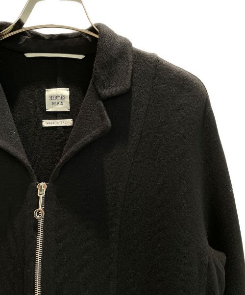 HERMES（エルメス）HERMES (エルメス) ニットブルゾン ブラック サイズ:34の古着・服飾アイテム