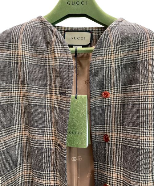 GUCCI（グッチ）GUCCI (グッチ) Prince of Wales belted coat ブラウン サイズ:42 未使用品の古着・服飾アイテム