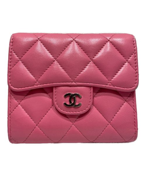 CHANEL（シャネル）CHANEL (シャネル) ココマークマトラッセスモールフラップウォレット ピンク サイズ:-の古着・服飾アイテム