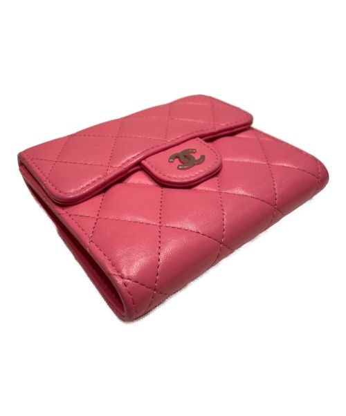 CHANEL（シャネル）CHANEL (シャネル) ココマークマトラッセスモールフラップウォレット ピンク サイズ:-の古着・服飾アイテム