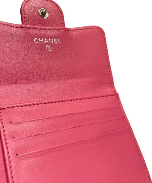 CHANEL（シャネル）CHANEL (シャネル) ココマークマトラッセスモールフラップウォレット ピンク サイズ:-の古着・服飾アイテム