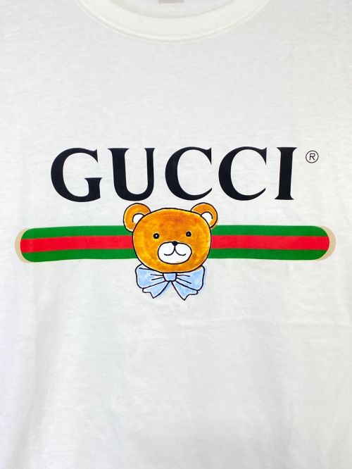 GUCCI（グッチ）GUCCI (グッチ) EXO KAI (エクソ カイ) ベアプリントTシャツ ホワイト サイズ:Mの古着・服飾アイテム