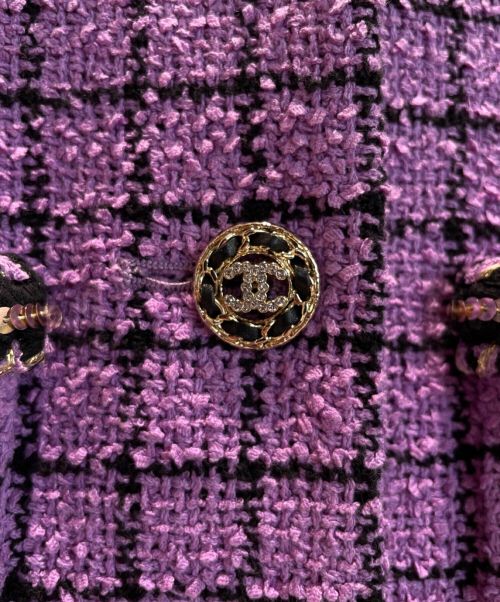 CHANEL（シャネル）CHANEL (シャネル) ココマークツイードセットアップ パープル サイズ:36の古着・服飾アイテム