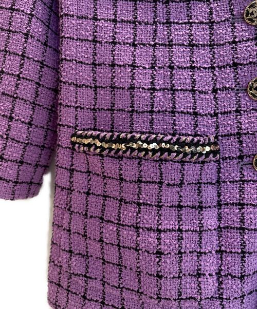 CHANEL（シャネル）CHANEL (シャネル) ココマークツイードセットアップ パープル サイズ:36の古着・服飾アイテム
