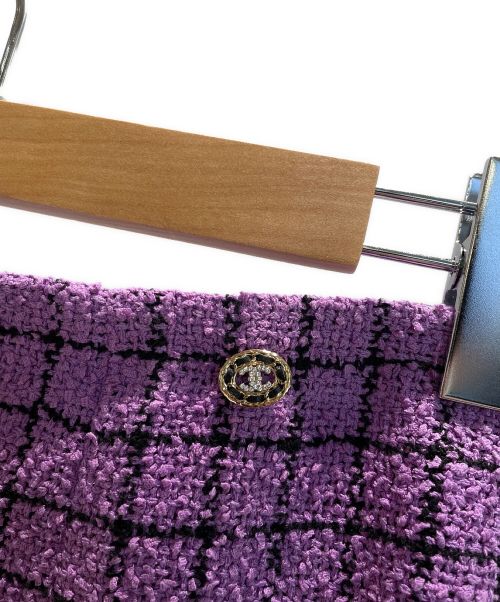 CHANEL（シャネル）CHANEL (シャネル) ココマークツイードセットアップ パープル サイズ:36の古着・服飾アイテム