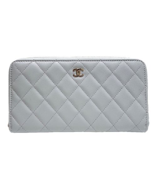 CHANEL（シャネル）CHANEL (シャネル) マトラッセ クラシック ロング ジップ ウォレット ライトグレーの古着・服飾アイテム