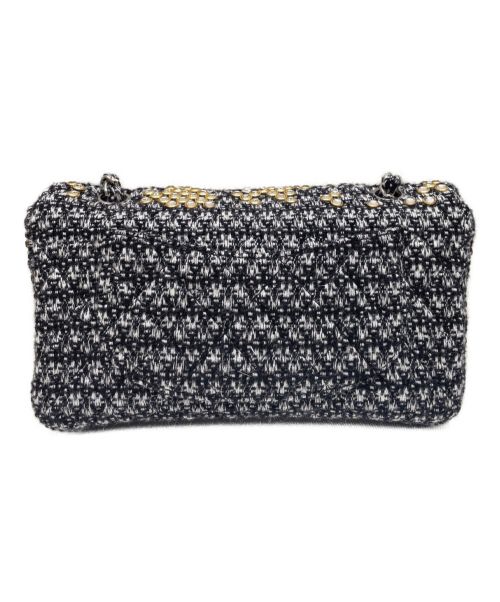 CHANEL（シャネル）CHANEL (シャネル) ココマークラインストーンツイードショルダーバッグ ブラック サイズ:25の古着・服飾アイテム