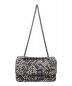中古・古着 CHANEL (シャネル) ココマークラインストーンツイードショルダーバッグ ブラック サイズ:25：458000円