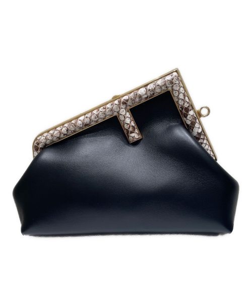 FENDI（フェンディ）FENDI (フェンディ) ファースト スモール クラッチ ショルダー ブラック×パイソン サイズ:-の古着・服飾アイテム