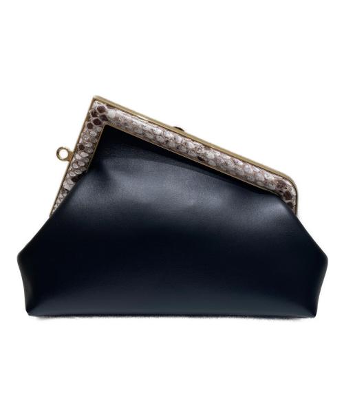 FENDI（フェンディ）FENDI (フェンディ) ファースト スモール クラッチ ショルダー ブラック×パイソン サイズ:-の古着・服飾アイテム