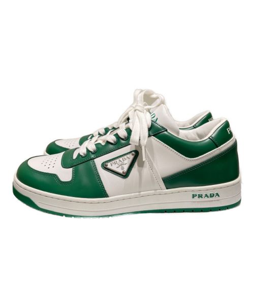 PRADA（プラダ）PRADA (プラダ) ダウンタウン レザー スニーカー グリーン サイズ:7 1/2の古着・服飾アイテム