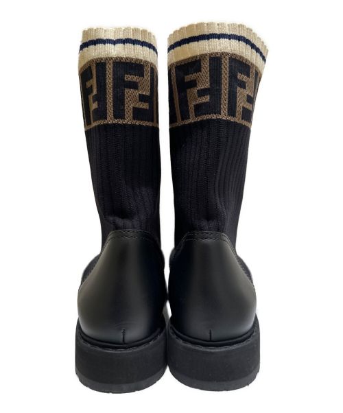 FENDI（フェンディ）FENDI (フェンディ) ロココストレッチファブリックバイカーブーツ ブラック サイズ:38の古着・服飾アイテム