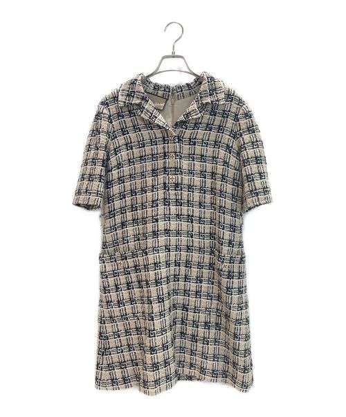 GUCCI（グッチ）GUCCI (グッチ) Square g check tweed dress ベージュ サイズ:38の古着・服飾アイテム