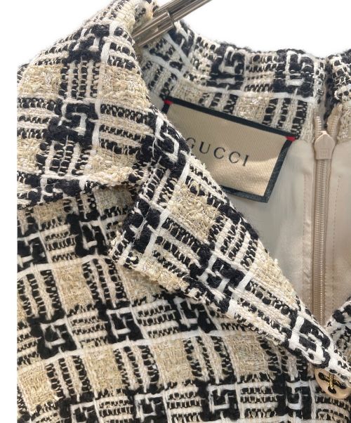 GUCCI（グッチ）GUCCI (グッチ) Square g check tweed dress ベージュ サイズ:38の古着・服飾アイテム