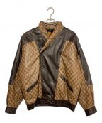 GUCCI×DAPPER DANグッチ×ダッパーダン）の古着「GG レザー ボンバージャケット」｜ブラウン