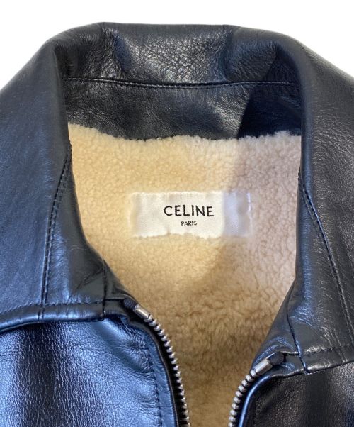 CELINE（セリーヌ）CELINE (セリーヌ) カーフスキン ジップブルゾン ブラック サイズ:40の古着・服飾アイテム