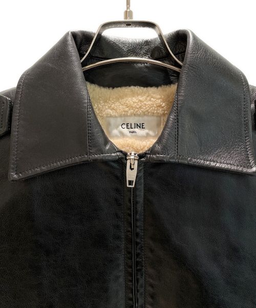 CELINE（セリーヌ）CELINE (セリーヌ) カーフスキン ジップブルゾン ブラック サイズ:40の古着・服飾アイテム