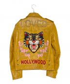 GUCCIグッチ）の古着「LOVEDダブルライダースジャケット」｜イエロー
