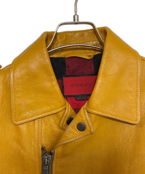 GUCCI（グッチ）GUCCI (グッチ) LOVEDダブルライダースジャケット イエロー サイズ:48の古着・服飾アイテム